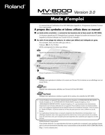Manuel du propriétaire | Roland MV-8000 Manuel utilisateur | Fixfr