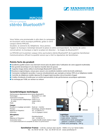 Manuel du propriétaire | Sennheiser MM200 Manuel utilisateur | Fixfr