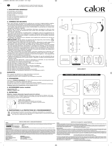 Manuel du propriétaire | CALOR CV8652C0 Manuel utilisateur | Fixfr