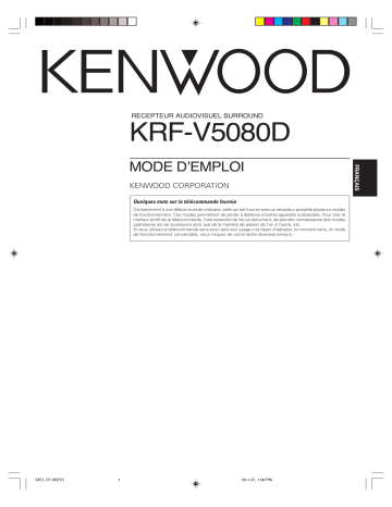 Manuel du propriétaire | Kenwood KRF-V5080D Manuel utilisateur | Fixfr