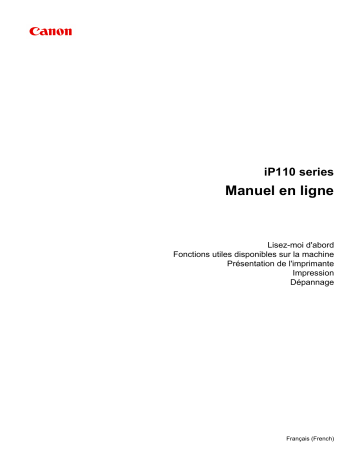 Manuel du propriétaire | Canon IP 110 Manuel utilisateur | Fixfr