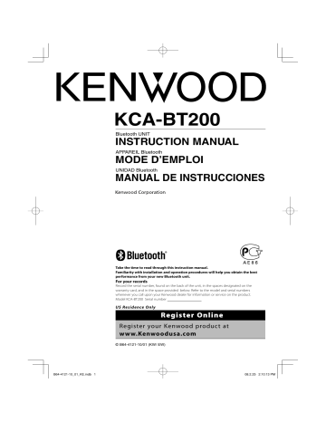 Manuel du propriétaire | Kenwood KCA-BT200 Manuel utilisateur | Fixfr