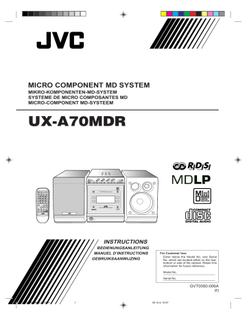 Manuel du propriétaire | JVC UX-A70MDR Manuel utilisateur | Fixfr