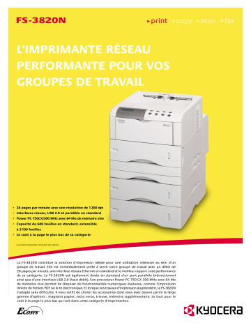 Manuel du propriétaire | KYOCERA FS-3820N Manuel utilisateur | Fixfr