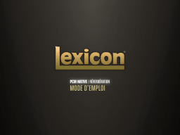 Lexicon PCM NATIVE Manuel utilisateur