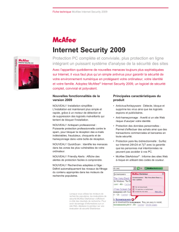 Manuel du propriétaire | McAfee Internet Security 2009 Manuel utilisateur | Fixfr