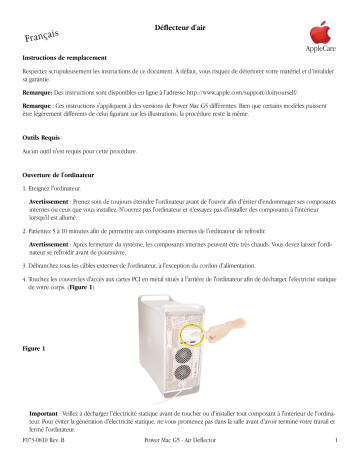 Manuel du propriétaire | Apple POWER MAC G5 AIR DEFLECTOR Manuel utilisateur | Fixfr