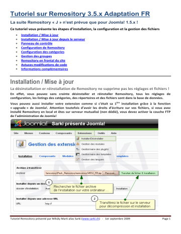 Manuel du propriétaire | Joomla REMOSITORY 3.5.X Manuel utilisateur | Fixfr