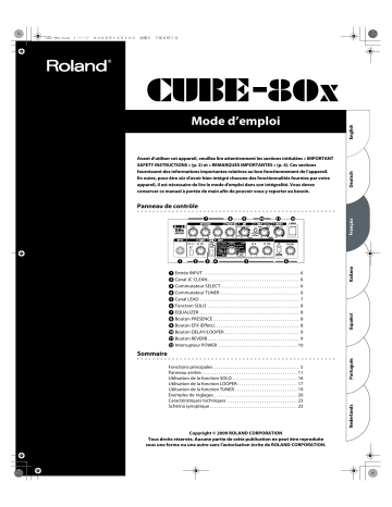 Manuel du propriétaire | Roland CUBE-80X Manuel utilisateur | Fixfr