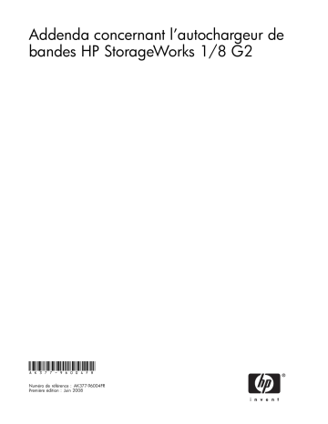 Manuel du propriétaire | HP STORAGEWORKS 1 / 8 G2 TAPE AUTOLOADER Manuel utilisateur | Fixfr