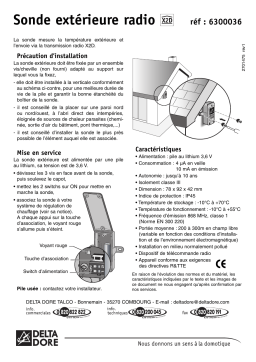 DELTA DORE SONDE EXTERIEURE RADIO REF.6300036 Manuel utilisateur