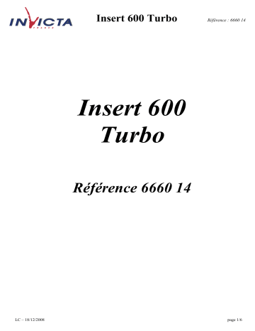 Manuel du propriétaire | Invicta INSERT 600 TURBO Manuel utilisateur | Fixfr