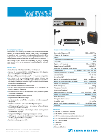 Manuel du propriétaire | Sennheiser EW 312 G3 Manuel utilisateur | Fixfr