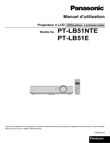 Manuel du propriétaire | Panasonic PT-LB51E Manuel utilisateur | Fixfr