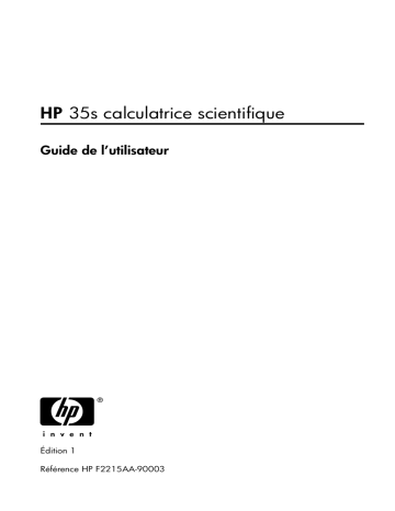 Manuel du propriétaire | HP 35s Manuel utilisateur | Fixfr