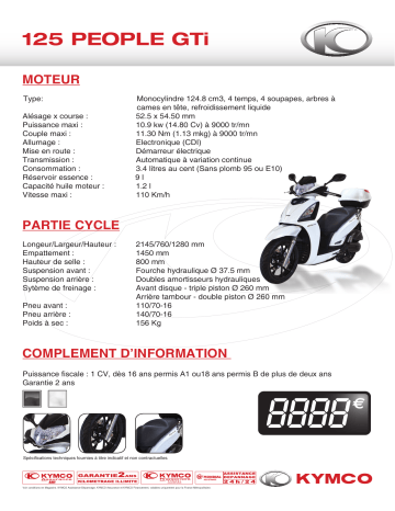 Manuel du propriétaire | KYMCO 125 PEOPLE GTI Manuel utilisateur | Fixfr