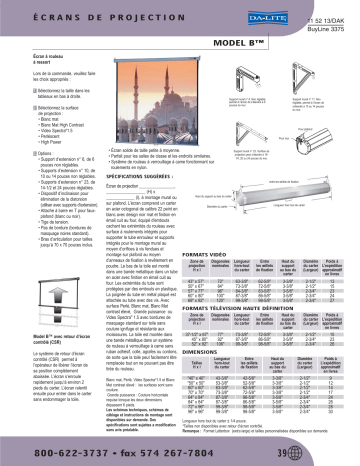 Manuel du propriétaire | Da-Lite B Manuel utilisateur | Fixfr