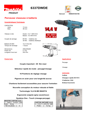 Manuel du propriétaire | Makita 6337dwde Manuel utilisateur | Fixfr