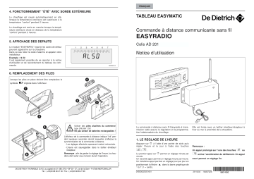 Manuel du propriétaire | De Dietrich EASYRADIO Manuel utilisateur | Fixfr