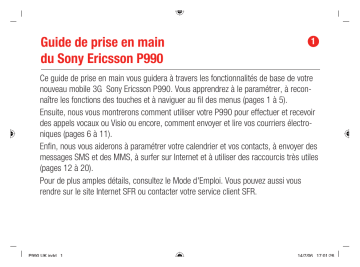 Manuel du propriétaire | Sony Ericsson P990i Manuel utilisateur | Fixfr