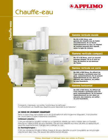 Manuel du propriétaire | APPLIMO CHAUFFE-EAU Manuel utilisateur | Fixfr