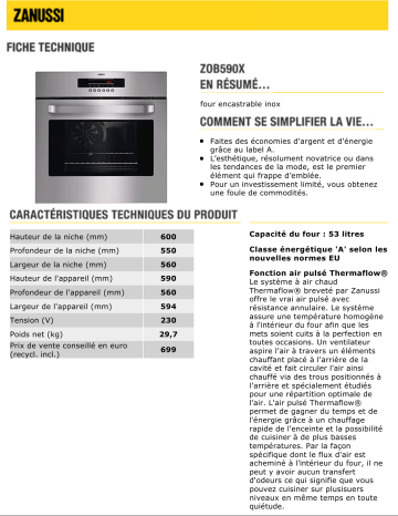 Manuel du propriétaire | Zanussi ZOB590X Manuel utilisateur | Fixfr