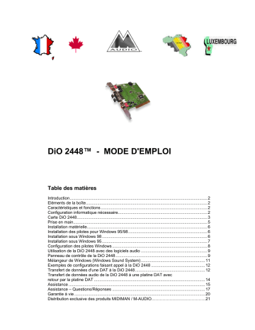 Manuel du propriétaire | M-Audio DIO2448 Manuel utilisateur | Fixfr