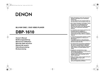 Manuel du propriétaire | Denon DBP-1610 Manuel utilisateur | Fixfr