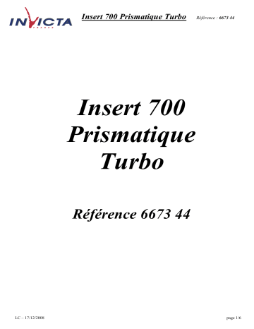 Manuel du propriétaire | Invicta FOYER 700 PRISMATIQUE TURBO Manuel utilisateur | Fixfr