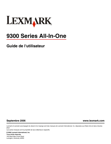 Manuel du propriétaire | Lexmark X9350 Manuel utilisateur | Fixfr
