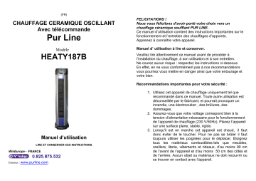 Manuel du propriétaire | PUR LINE HEATY 187B Manuel utilisateur | Fixfr