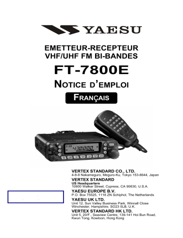 Manuel du propriétaire | YAESU FT-7800E Manuel utilisateur | Fixfr