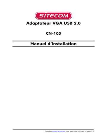 Manuel du propriétaire | Sitecom CN-105 USB2.0 VGA-ADAPTER Manuel utilisateur | Fixfr