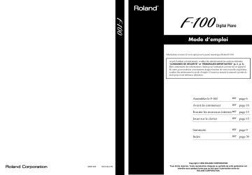 Manuel du propriétaire | Roland F-100 Manuel utilisateur | Fixfr