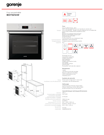 Manuel du propriétaire | Gorenje BO7321AW Manuel utilisateur | Fixfr