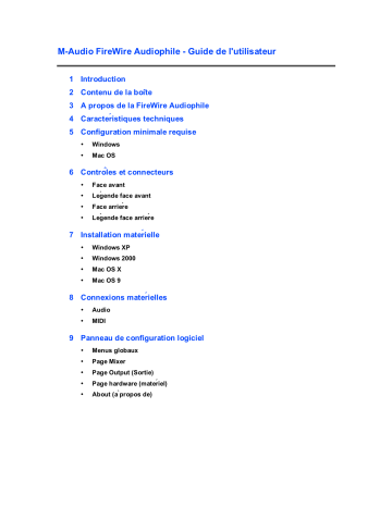 Manuel du propriétaire | M-Audio Firewire Audiophile Manuel utilisateur | Fixfr