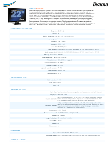 Manuel du propriétaire | iiyama E2207WS Manuel utilisateur | Fixfr