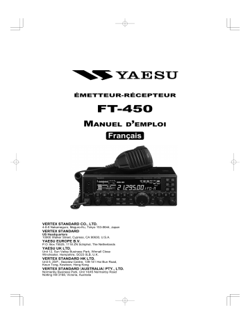 Manuel du propriétaire | YAESU FT-450 Manuel utilisateur | Fixfr