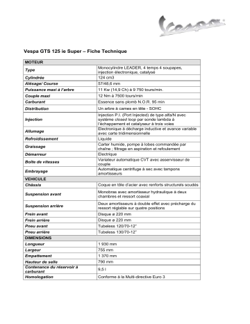 Manuel du propriétaire | VESPA GTS 125 IE SUPER Manuel utilisateur | Fixfr
