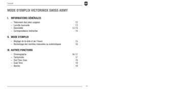 Manuel du propriétaire | VICTORINOX SWISS ARMY Watch Manuel utilisateur | Fixfr