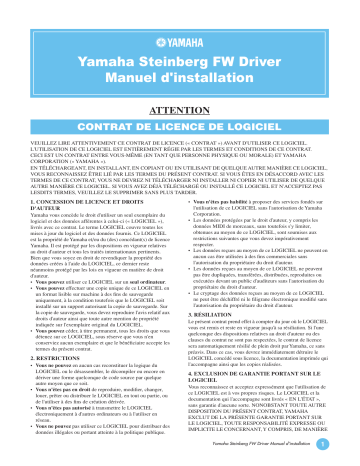 Manuel du propriétaire | Yamaha STEINBERG FW DRIVER Manuel utilisateur | Fixfr