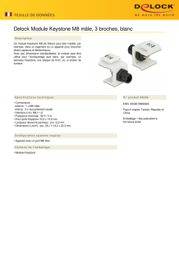 DeLOCK 86550 Keystone Module M8 male 3 pin solder connection white Fiche technique