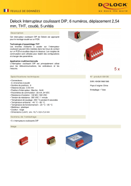 DeLOCK 66156 DIP sliding switch 6-digit 2.54 mm pitch THT angled red 5 pieces Fiche technique