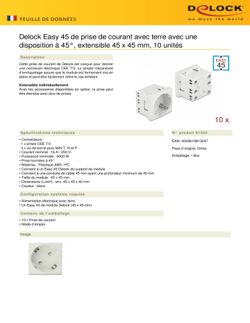 DeLOCK 81324 Easy 45 Grounded Power Socket Fiche technique | Fixfr