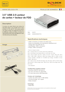DeLOCK 91671 3.5” USB 2.0 CardReader + Floppy Disk Drive Fiche technique
