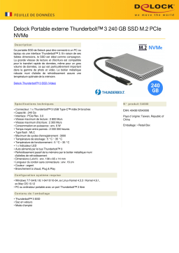 DeLOCK 54000 Thunderbolt™ 3 External Portable 240 GB SSD M.2 PCIe NVMe Fiche technique