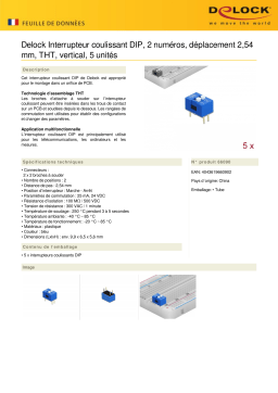 DeLOCK 66090 DIP sliding switch 2-digit 2.54 mm pitch THT vertical blue 5 pieces Fiche technique