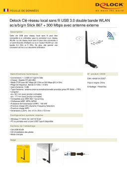 DeLOCK 12535 USB 3.0 Dual Band WLAN ac/a/b/g/n Stick 867 + 300 Mbps Fiche technique