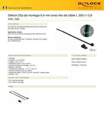 DeLOCK 18864 Mounting Clamp 6.4 mm Fiche technique | Fixfr