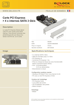 DeLOCK 89280 PCI Express Card > 4 x internal SATA 3 Gb/s Fiche technique